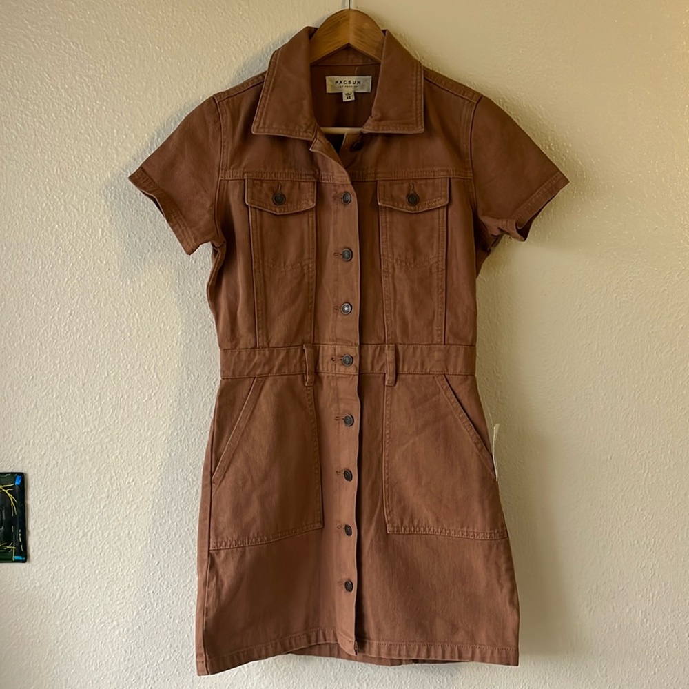 PacSun Brown Denim Mini Dress NWT XS